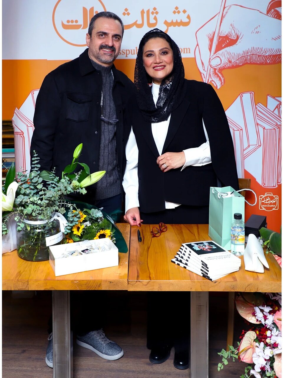استایل خاص شبنم مقدمی کنار همسرش در مراسم رونمایی کتاب+عکس